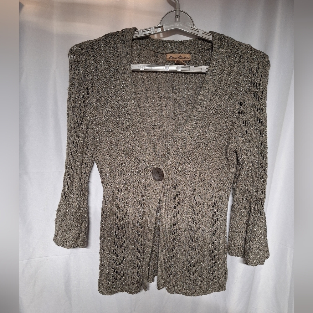 Women's Gray One Button Knit Cardigan